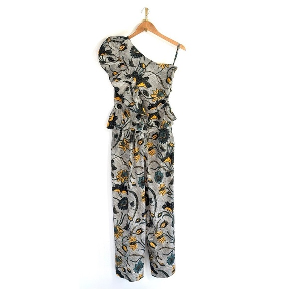 NWT Ulla Johnson One-Shoulder Ruffle Floral Solana Jumpsuit - Picture 2 of 7
